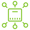 Central square connected to multiple peripheral circles, representing a network
